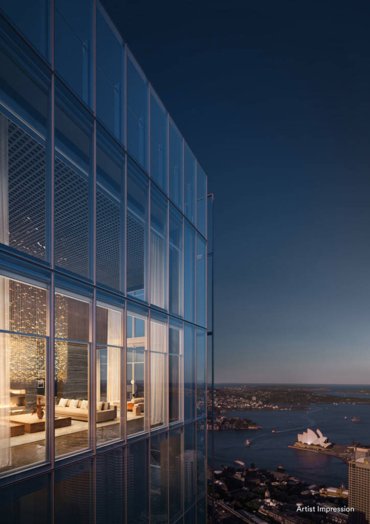 The penthouse features eight-metre-high ceilings